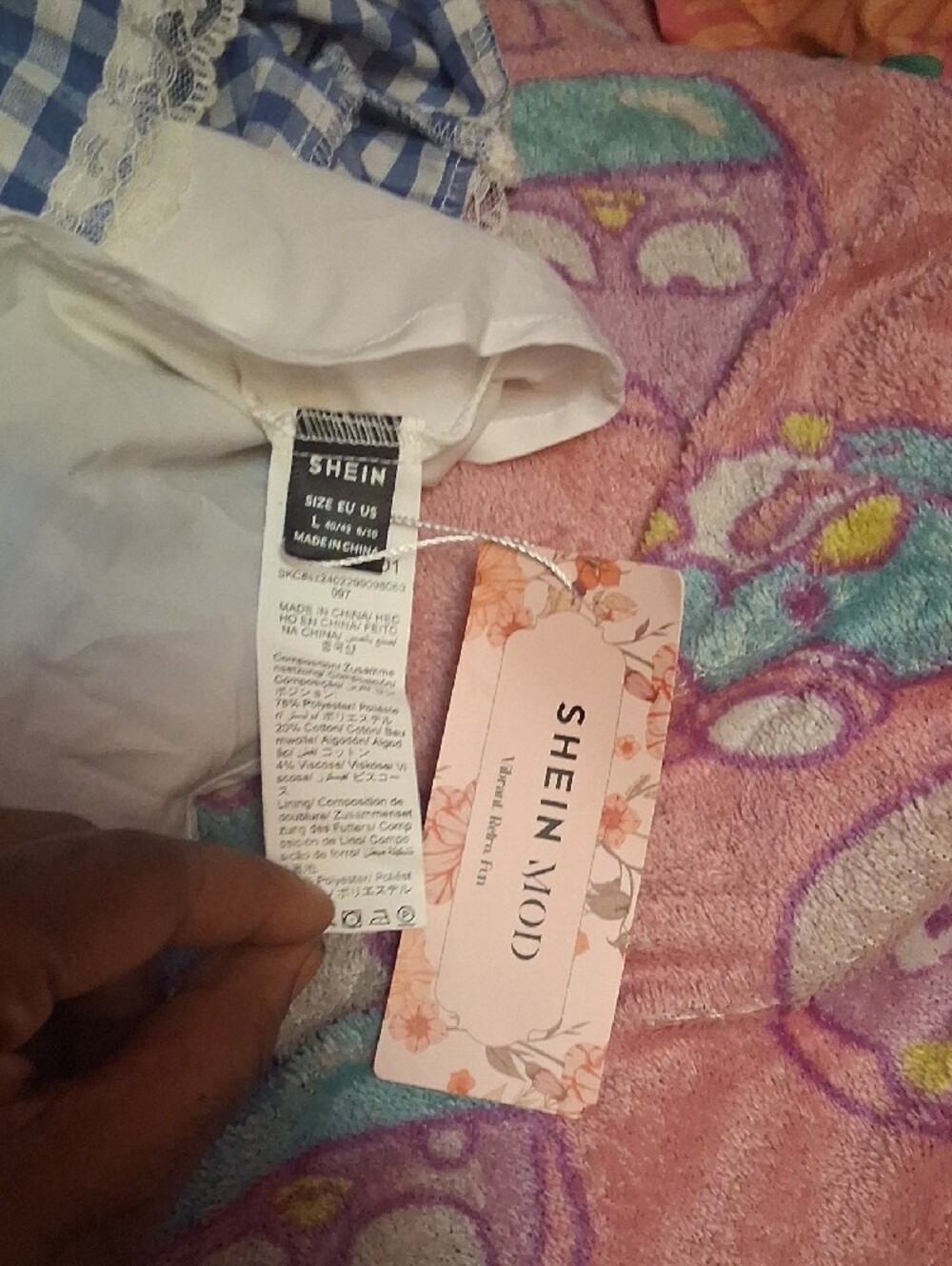 SHEIN Blue and White Gingham Mini Dress - Picture 2 of 3